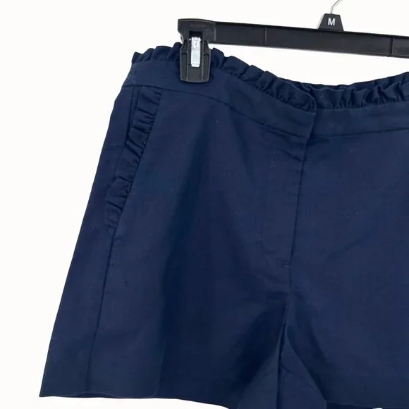 NWT J. CREW NAVY BLUE RUFFLE LINEN BLEND SHORTS - 6 - Picture 2 of 5